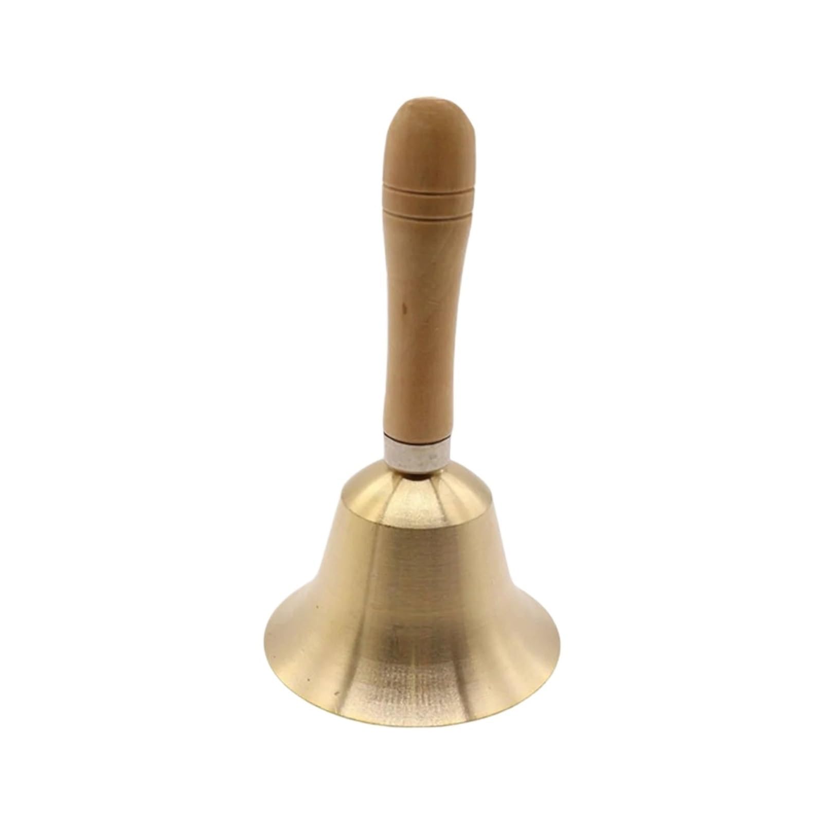 Campana de Mano Metal Campana de mano latón macizo 7 cm | Campanas multiusos con mango de madera, llamada súper fuerte, for enseñanza musical
