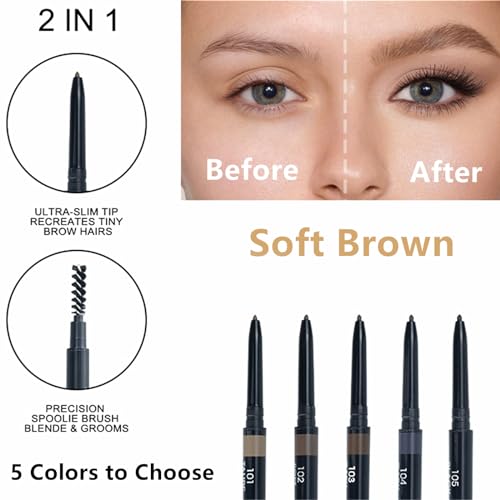 image for Go Ho Waterproof Brown Eyebrow Pen with Brush,Dual-sided Fine Tip Eyeb