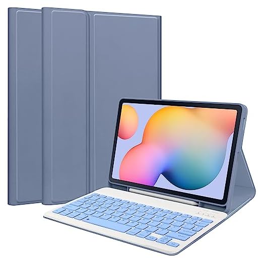 Capa de tablet inteligente para Samsung Galaxy Tab S6 Lite 10,4 polegadas modelo 2022/2020 (SM-P610/P613/P615/P619), capa protetora completa à prova de choque com teclado sem fio removível, azul