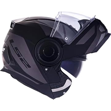 Capacete Robocop LS2 Scope Mask Preto e Titanium Fosco Articulado Escamoteavel Tamanho:60;Cor:Preto e Titanium Fosco