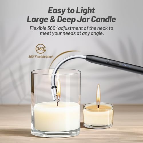 Image of Electric Candle Lighter Plasma Arc Windproof Flameless with 360 Flexible Neck USB Rechargeable Lighter for Light Candles Gas Stoves Camping Barbecue Fireworks (2)
