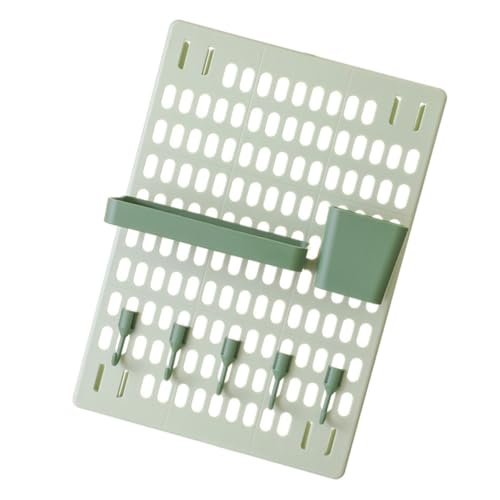 FUOYLOO Perchero de Pared de Plástico Verde 8 Ganchos para Almacenamiento, Diseño Nórdico Simple y Múltiples Agujeros para Organizar en Dormitorio o Estudio