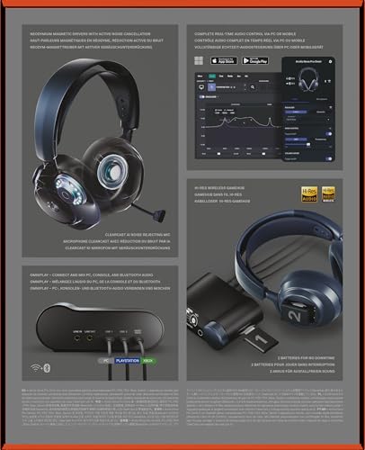 Arctis Nova Pro Omni - Cuffie gioco wireless Hi-Res, 96kHz/24bit, ANC, Mic ClearCast Pro, Filtro antirumore IA, App mobile, Mix 2,4GHz + BT, OmniPlay PC+PlayStation+Xbox - Blu notte - Cuffia gaming - Immagine 17