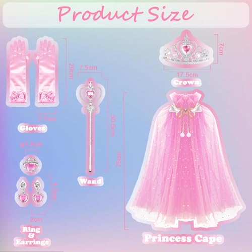 Set de capa princesa 8 piezas para niñas 3-8 años miniatura 4