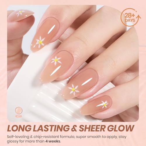 Image of Beetles Jelly Nude Gel Nail Polish - 15ml Sheer Translucent Neutral Brown Gel Polish Buildable Soak Off UV LED Nail Art Salon DIY Summer Manicure Gift for Women