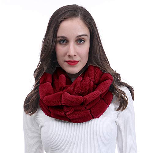 Lina & Lily Faux Fur Winter Double Loop Infinity Scarf