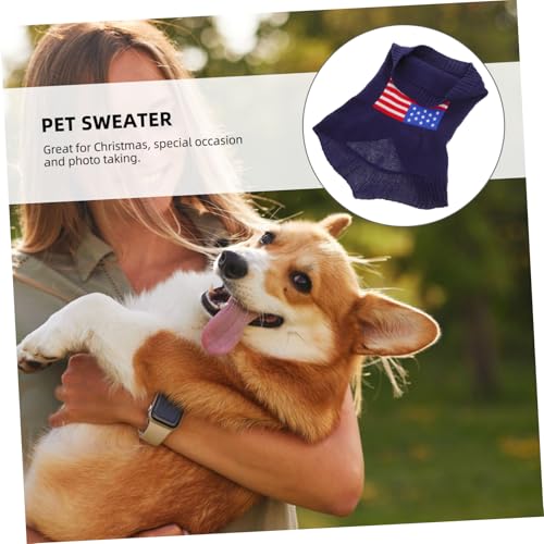 Suéter para perro Toyvian bandera estadounidense invierno miniatura 7