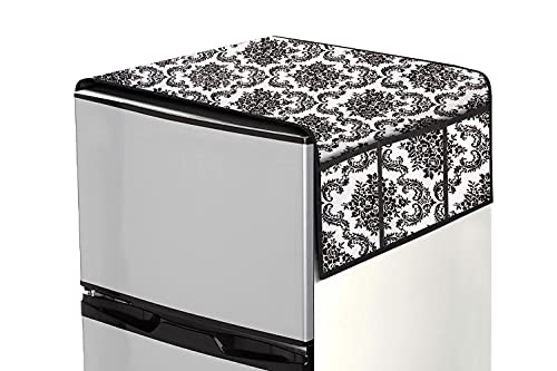 Image of Stylista Refridgerator top Cover Suitable for Samsung RR21C2H25CR /HL, 189 Liter Fridge, Dimension (WXD) 71x109 CM, Damask Pattern offwhite