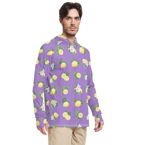 Beauty Lemon Fruit Purple Mens Sun Protection Hoodies Long Sleeve Cooling Hoodies UPF 50 + Beach Shirt S2