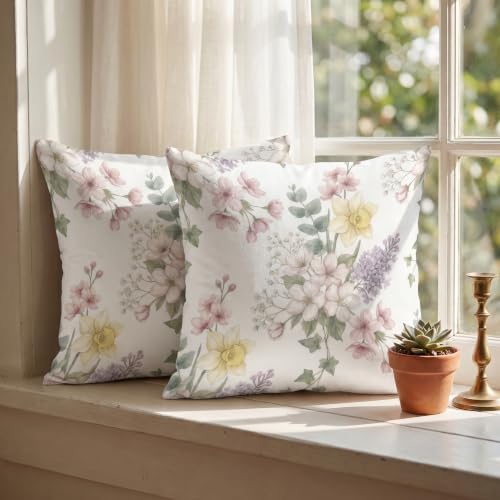 nichcepts Pillow Covers 20x20 Set of 2 Spring Floral Cherry Blossoms