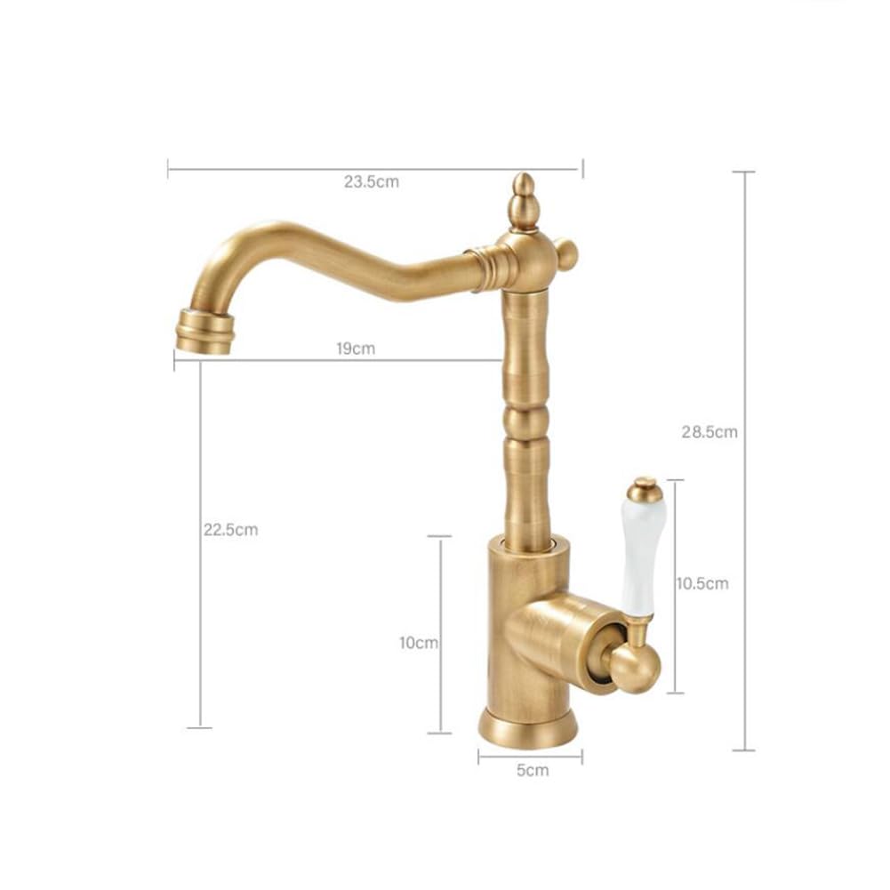 Grifo Cocina Grifo Cocina Fregadero Caño Alto, Antiguo Retro Estilo Latón Monomando Giratorio A 360° Mezclador De Fregadero, Agua Fría Y Caliente Disponibles, Cromado