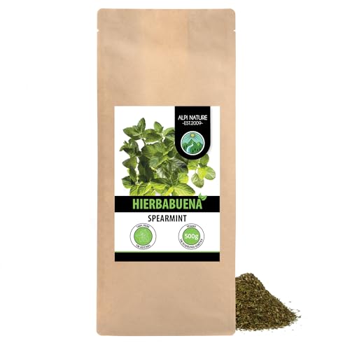 Hierbabuena (500g), corte menta verde, suavemente secado, 100% puro y natural para la preparación de té, menta marroquí, té de hierbas