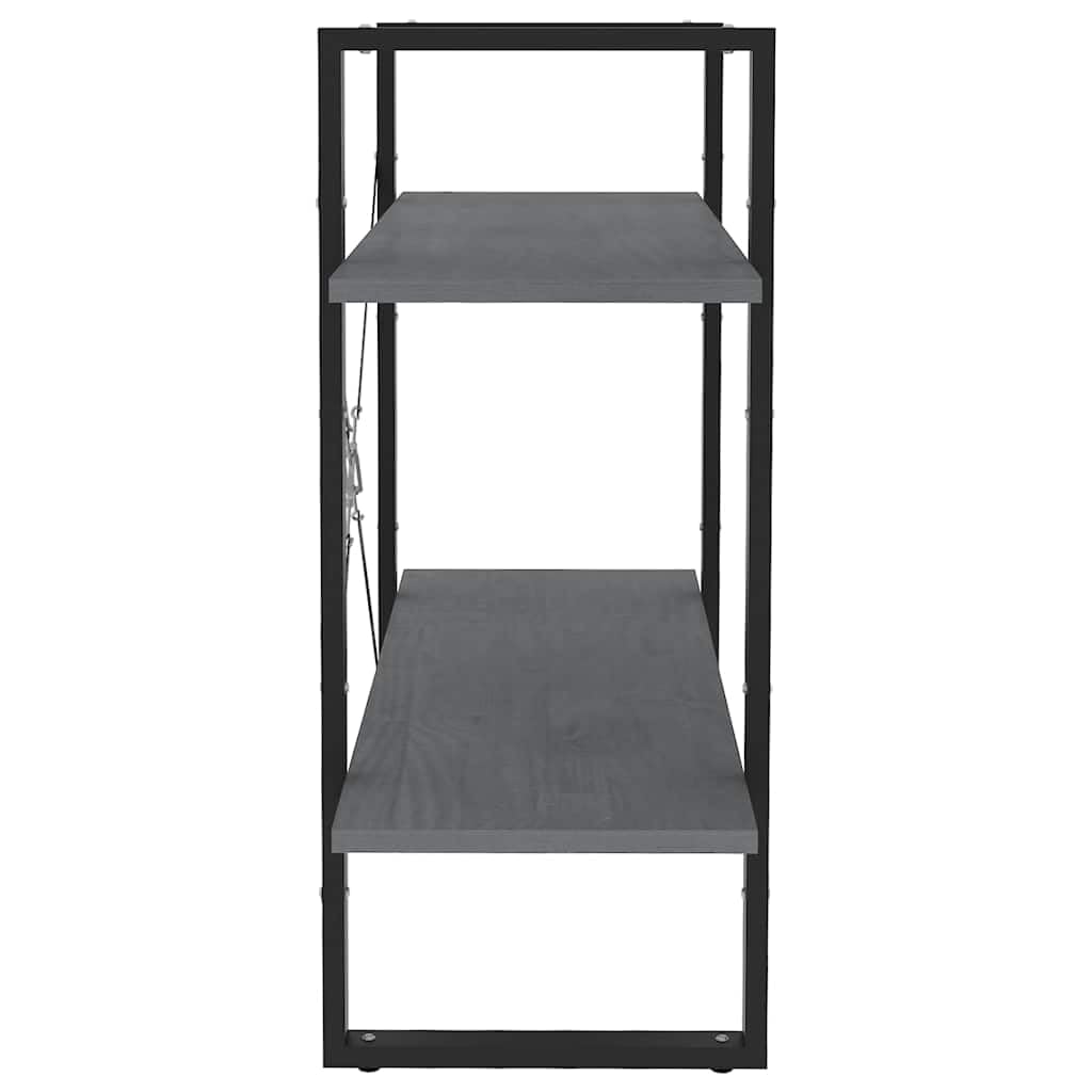 Libreria a 2 ripiani, grigio, 80 x 30 x 70 cm, in legno massello di pino, da parete, divisorio, scaffale decorativo per soggiorno, studio, cameretta dei bambini