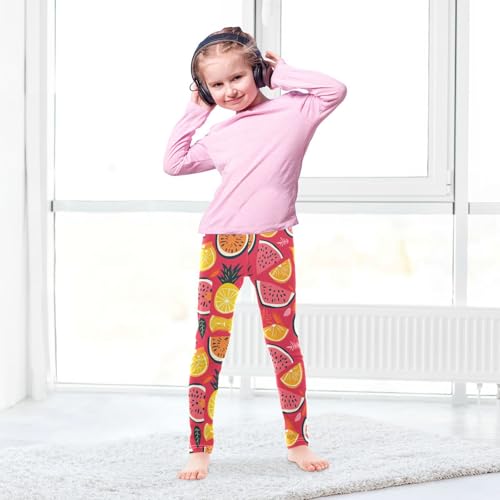 Wusikd Summer Watermelon Girls' Leggings Toddler Doodles Lemon Kids Yoga Pants Dance Active Tights 4T4