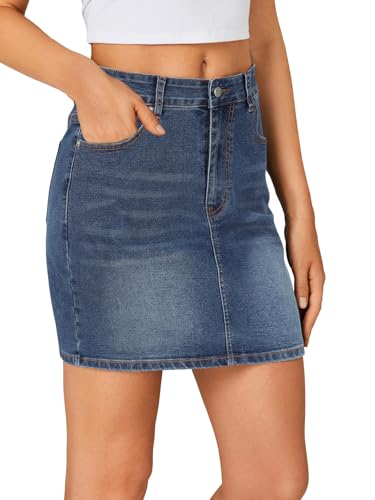 KIFOVEN Women's Mini Denim Skirt High Waisted Casual Stretch Slim Fit Jean Skirt4