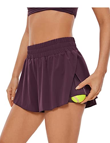 Crz Yoga 2 In 1 Flowy Running Shorts For Women High Waisted Quick Dry Athletic Gym Lounge Workout Shorts Cute Tennis Skirts Arctic Plum Small #TOP30
