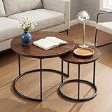 Habitdesign Juego De 2 Mesa De Centro para Sala Coffee Table Minimalista Desk Redonda Mueble Pequeña Diseño Nido Apilable...