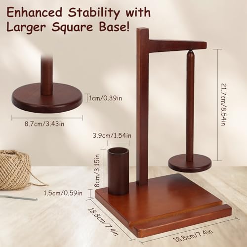 Image of Kytree Magnetic Yarn Holder for Crocheting, Wooden Yarn Spinner Rotating Pendulum Yarn Ball Dispenser Stand with Phone Stand Gifts for Knitting Crocheting Lovers