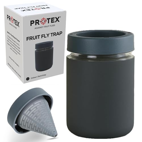 PR0TEX Fruit Fly Trap. Stylish & Discreet Reusable Highly Effective Fruit Fly Trap Ideal for Home & Kitchen Glass Design Fruit Fly Catcher. Elegant Solution to Remove Fruit Flies. (Grey)