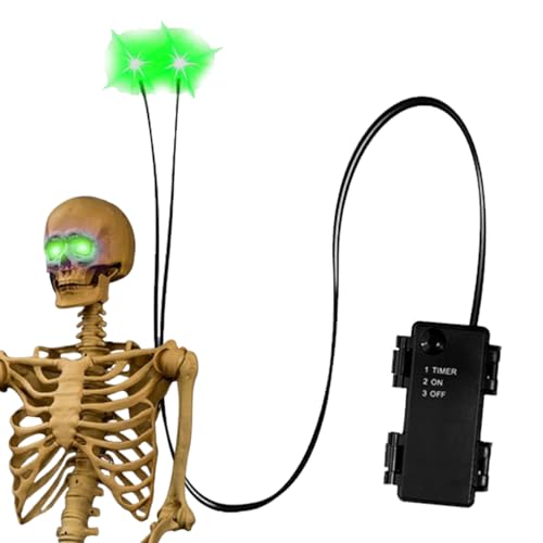 Ojos LED de Halloween, ojos de iluminación espeluznantes con efecto intermitente, ojos iluminados con temporizador para calaveras, calabazas, esqueletos y tumbas, decoración para árboles de
