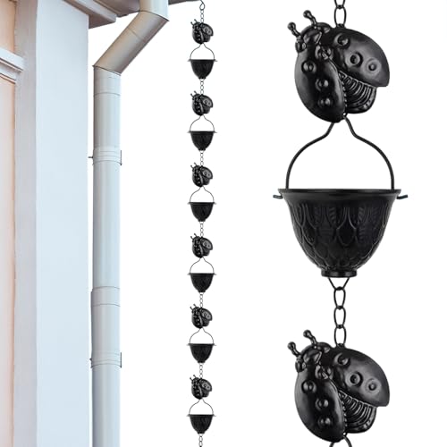 Catena Piovana, 2.8 m Catena della Pioggia Decorativa, Prolungamento Pluviale Raccolta Acqua Piovana 12 Tazze per Giardino Casa Tetto