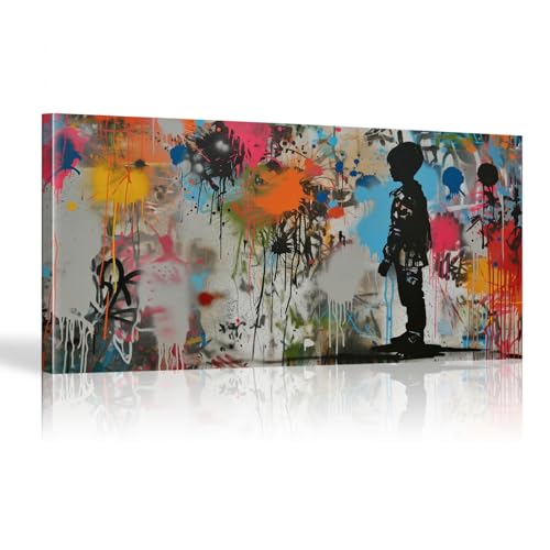 Peinture imprimée drôle Banksy | Art mural sur toile de salon 65x130