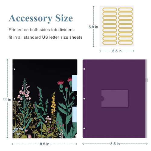 Image of 3 Ring Binder, 3 Inches Round Ring Binder with Clipboard, Dividers Tabs, PVC Zipper Bag Sleeves & to Do List Planners for Women, Men, School, Office Supplies, Wild Flower
