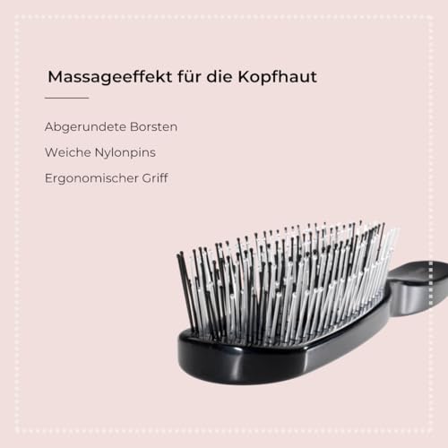 HERCULES SÄGEMANN - Zauberbürste Piccolo Schwarz | Hochwertige Scalp Brush für sanftes Entwirren ohne Ziepen. geeignet für nasses und trockenes Haar. | Farbe: Schwarz |Größe: Piccolo