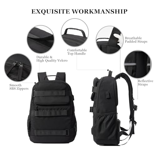 Skateboard Backpack with USB Port