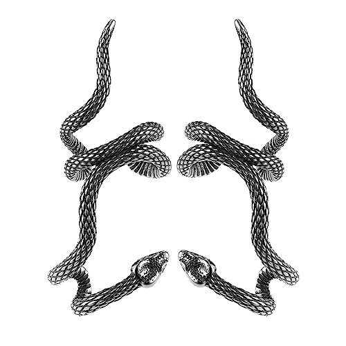 HZMAN Snake Ear Cuff Earrings for Men Women Stainless Steel No Piercing Clip On Cartilage Gothic Punk Snake Animal Earring