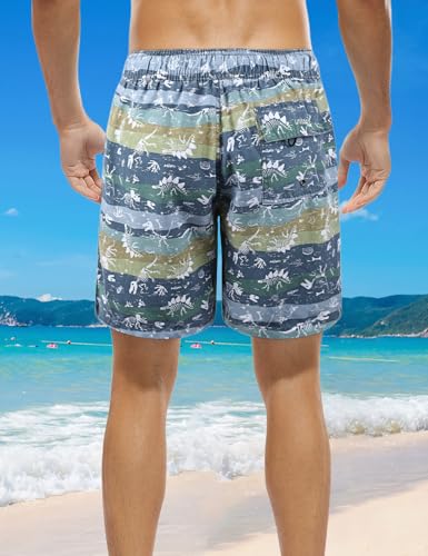 Men's Swimming Trunks with Soft Mesh Lining Retro Washed Summer Beach Shorts3