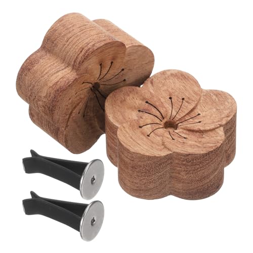 sourcing map 2Pcs Wood Essential Oil Diffuser, Rosewood Plum Car Diffusers for Essential Oils Small Wooden Aromatherapy Scent Diffusers Air Freshener with Car Clips for Car, Home, and Office