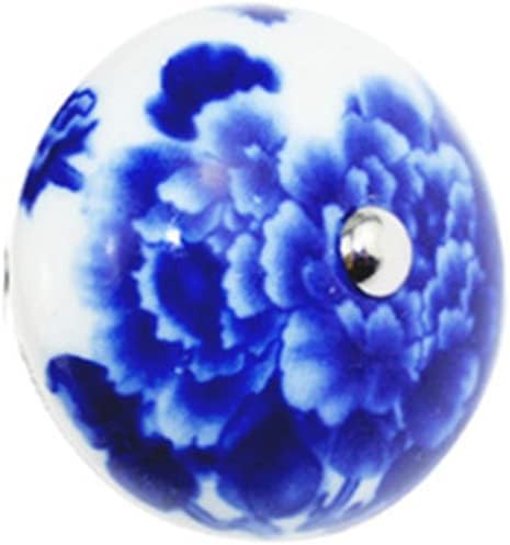 SEIWEI 8PCS Vintage Look Flower Assorted Ceramic Knobs Door Handle Cabinet Drawer Cupboard Pull with Screws（Ink Blue）