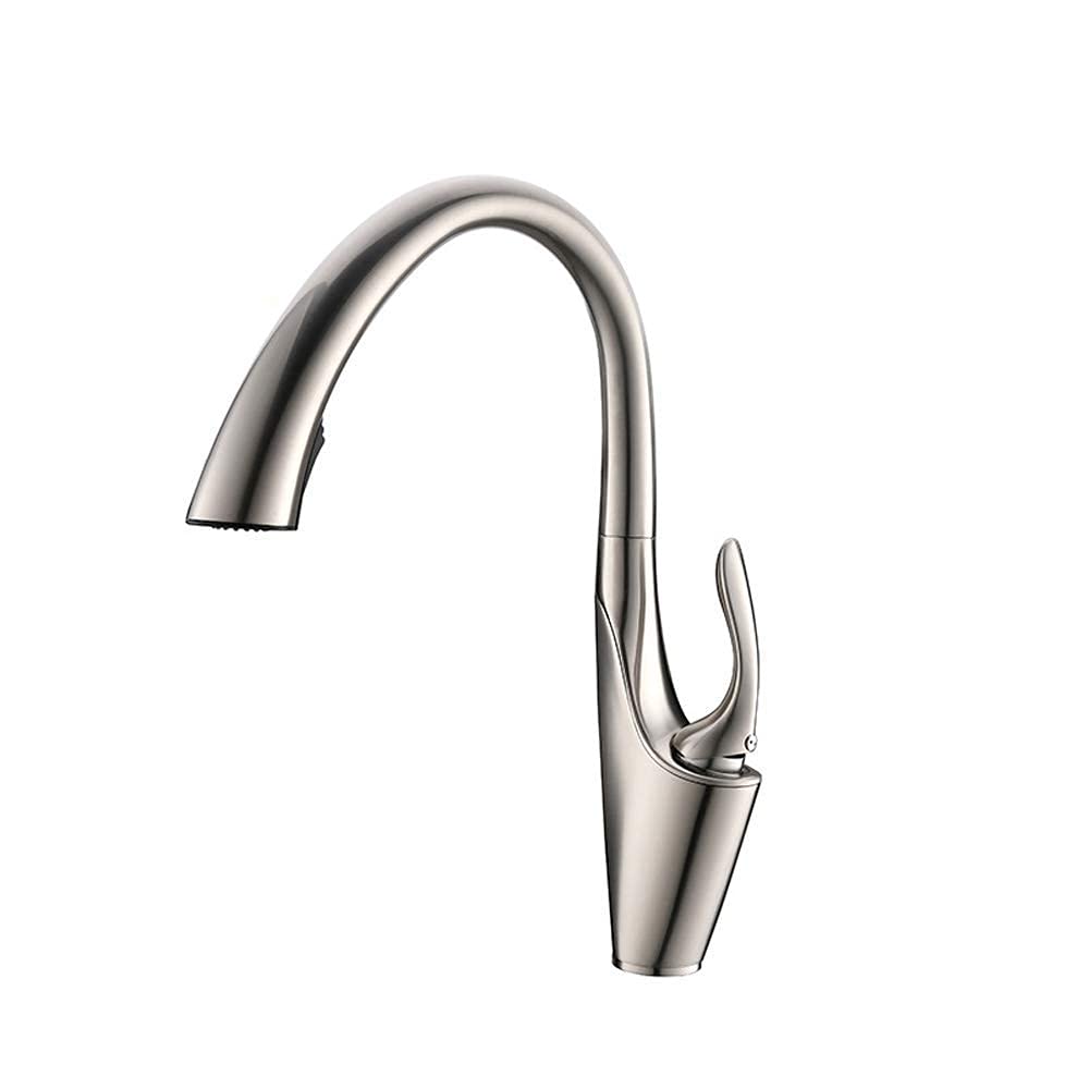 Kitchen Tap Basin Sink Mixer Pull Down Sprayer, with Pull Out Spray Swivel Kitchen Faucet Sprayer Hot and Cold Water Spout, Single Handle Leadless Brass Faucet Three Colors availab
