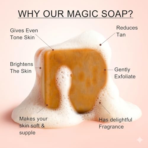 Image of Har Gher Magic Soap with Saffron and Sandalwood, De-Tanning Bar for All Skin Types, 3 Pack