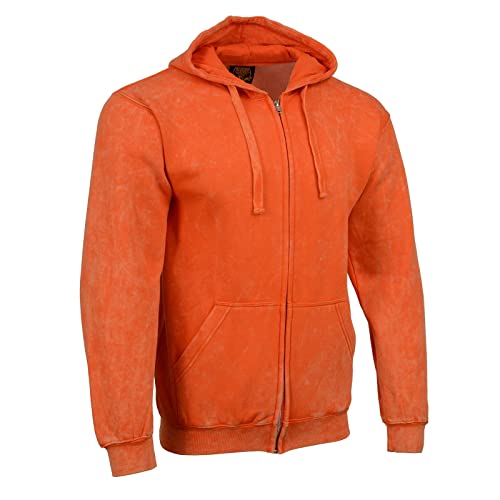 Image of Milwaukee Leather MNG11687 Men's Orange High-Visibility Zipper Front Premium Cotton Hoodie