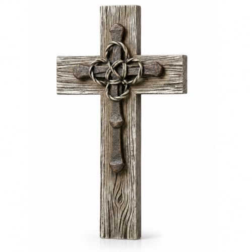 Cruz de pared Comfy Hour marrón imitación madera el regalo perfecto de decoración rústica