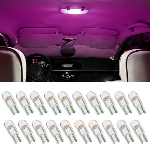 RGOAANC 30 PCS 194 LED Car Bulb, 194 LED Light Bulb White 6000K, 168 2825 W5W T10 Wedge COB LED Replacement Bulbs Error Free for Car Dome Map Door Courtesy License Plate (Pink)
