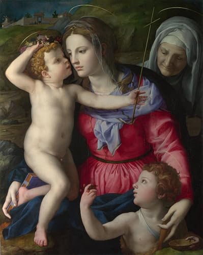 XcBAIHOUD Famoso Abstracto Cuadro Pinturas Murales the Lady and Child with Saint John the Baptist and Saint Elizabeth by Agnolo Bronzino para la Decoración del Hogar de la Oficina 60x90cm