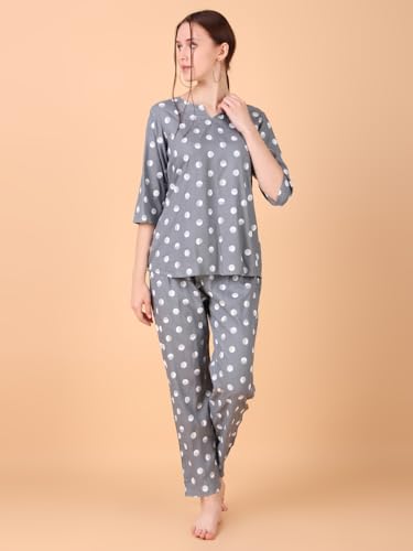Image of Ichaa Women's Rayon Night Suit Printed Top & Bottom Set
