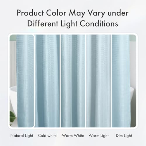 Image of AmazerBath Fog Blue Shower Curtain Waffle Textured, Fabric Shower Curtain Misty Blue Thick Heavy Duty 240GSM Hotel Quality Bathroom Shower Curtains, Premium Polyester, 72 x 72 Inches