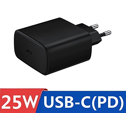 Image of 25W Type-C Charger With Cable Compatible With Samsung Galaxy S /A /M /F /Z Series /S23 /S22 /S21 /21 Fe /S20 /M14 5G /M34 /M54 /M53 5G /M33 /M13 /A34 /A54 5G(SAM 25W Charger Black)