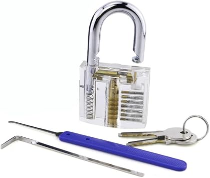 Beginner Lock Pick Practice Set,Transparent Lock with Lockpick Tool,Cheap Picking Kit A KIT