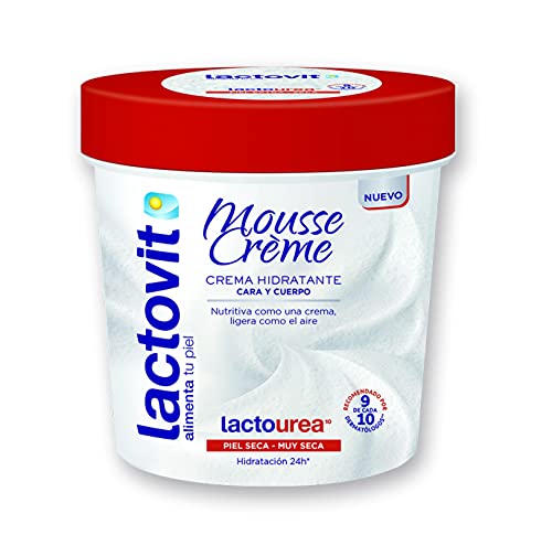 Lactovit - Mousse Crème Lactourea Cara y Cuerpo, Hidratación y Reparación 24h, Piel Seca y Muy Seca – 250 ml