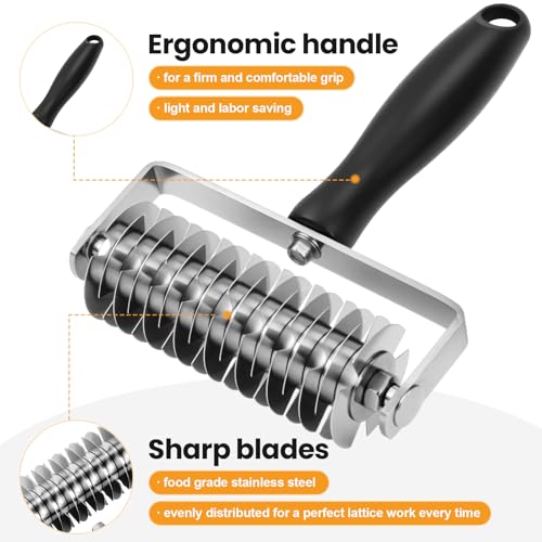 Ecavria Pastry Lattice Roller Cutter, Premium Stainless Steel Lattice Dough Cutter, Professional Pastry Cutting Tool for Beef Wellington Pie Bread Cookie Pizza - Thumbnail 5