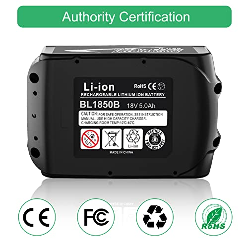 2x funmall bl1850b 18v 5.0ah batterie de remplacement pour makita 18v batterie bl1850b bl1860 bl1850 bl1840 bl1845 bl1835 bl1830 bl1815 lxt 400 avec indicateur