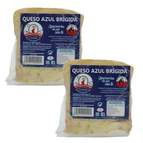 LA PASIEGA DE PEÑAPELADA Queso Azul Brígida, PACK 2 Cuñas 350 gr (aprox) Al vacío - Sabor Intenso y Cremoso - Elaborado con Leche Pasteurizada de Vaca - Calidad Artesanal Española