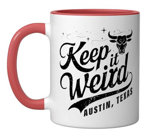 Mug de cerámica con diseño Austin Texas rojo y blanco miniatura 1