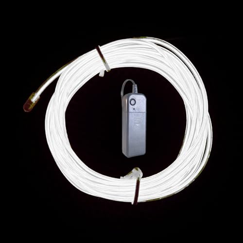 AoDowKate 5m White neon Wire Flash Electroluminescence, Cutting El Wire,Used for DIY Design, Various Holiday Party Decoration. (White, 5m)