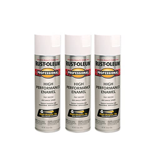Image of Rust-Oleum 239108-3PK Professional High Performance Enamel Spray Paint, 15 oz, Semi-Gloss White, 3 Pack